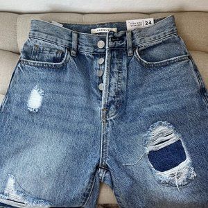 Women’s PacSun Distressed High Rise Straight Leg Denim Blue Jeans Size 24